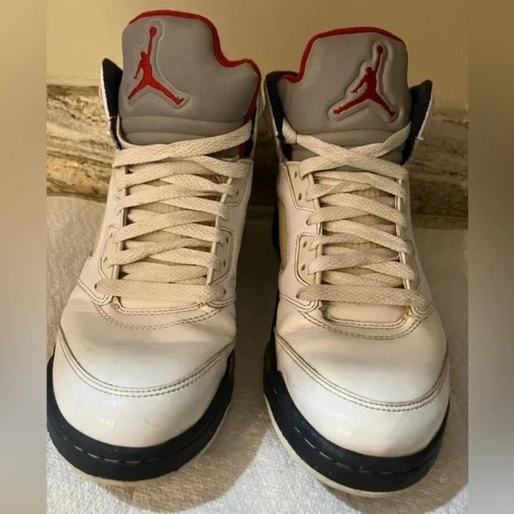 Nike Air Jordan 5 Retro Olympic 2011 Size 8 Men's White, Varsity Red, & Navy
